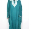 Sukoon Teal Green Raffal Wool Pheran with Hand Aari Work