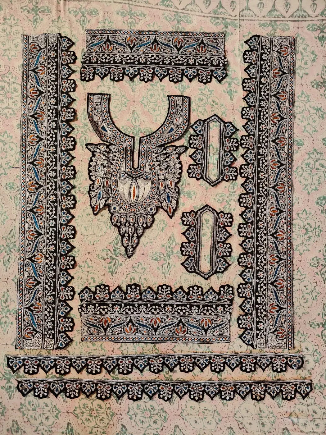 Haya Patch with Silver Tilla Embroidery with Daman, Sleeves and Lace