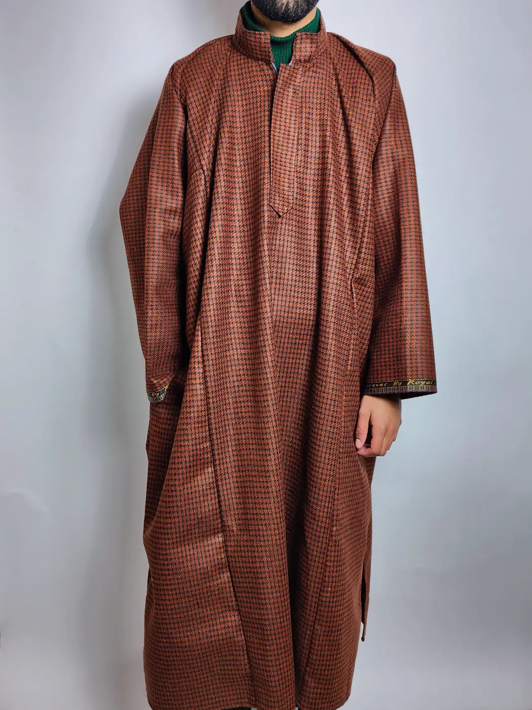 Mehrab Rust Copper Kashmiri Pheran in Tweed