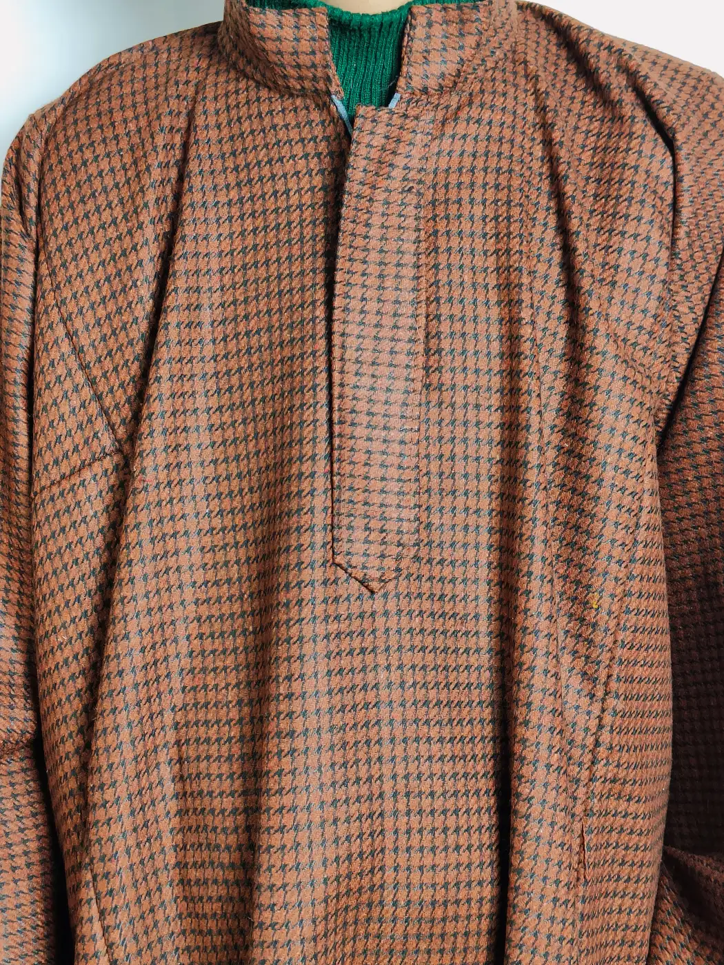 Mehrab Rust Copper Kashmiri Pheran in Tweed - Image 3