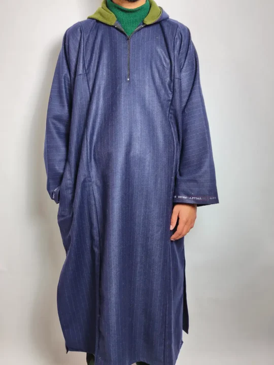 Midnight Blue Aafshar Kashmiri Pheran with Cap in Tweed