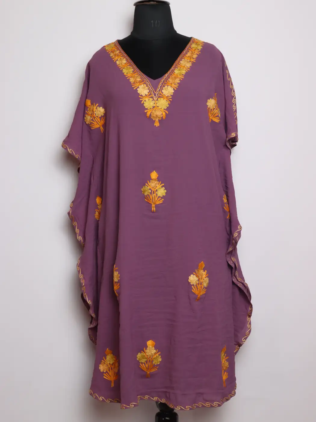 Purple Long Georgette Kaftan with Maherah Aari Embroidery