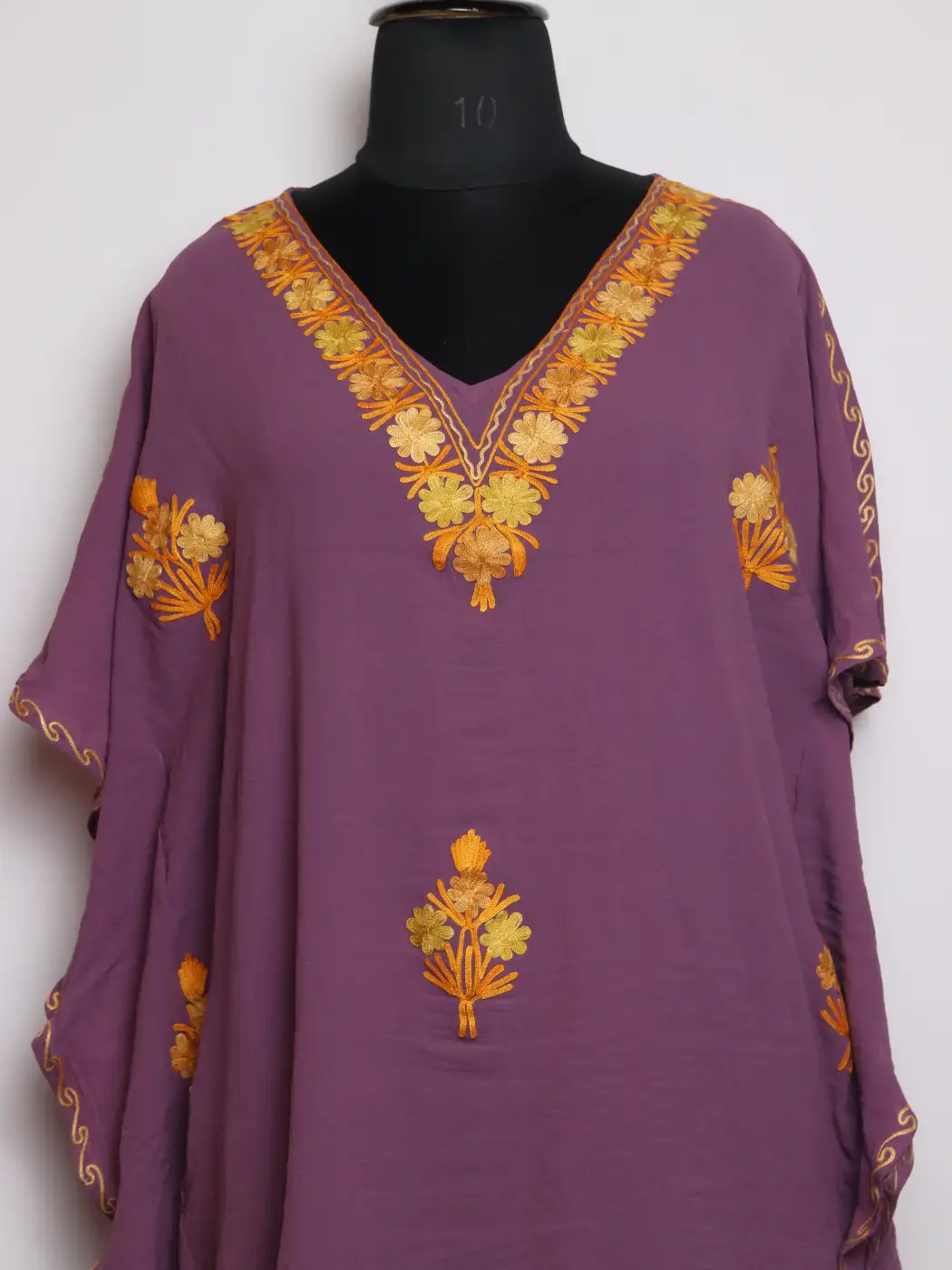 Purple Long Georgette Kaftan with Maherah Booti Aari Embroidery - Image 2