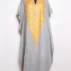 Zareen Grey Long Cotton Kaftan with Aari Work