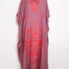 Long Light Purple Cotton Kaftan with Aari Embroidery Rihana