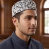 Black Wool Aari Embroidery Cap Sehran