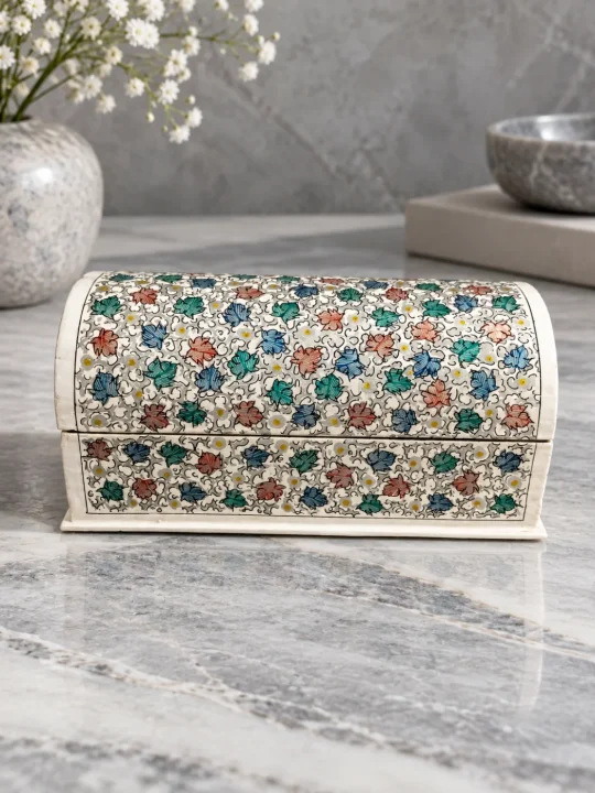 Guldaan Hand-Painted Kashmiri Chinar Design Paper Mache Bangle Box