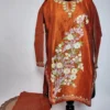 Kashmiri Silk Anabiya Short Orange Kurti with Aari Embroidery