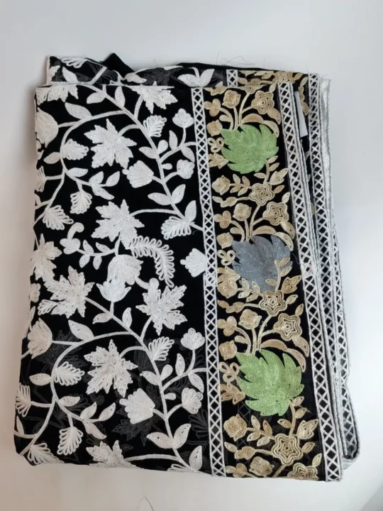 Raqs Georgette Black Saree with Aari Embroidery