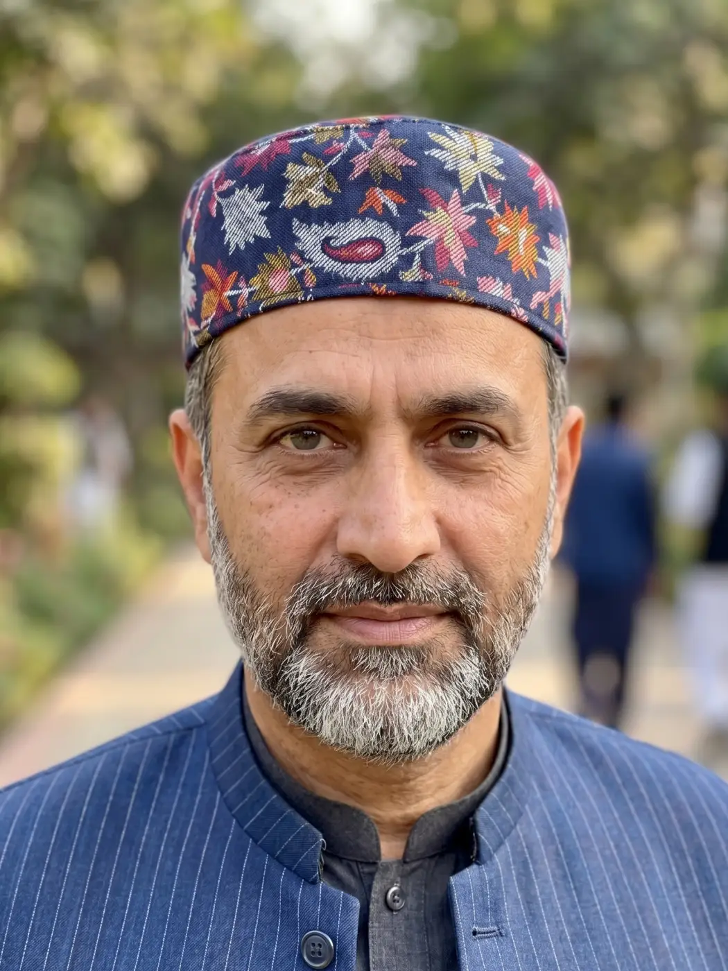 Foldable Kani Cap Omar in Dark Blue from Kashmir