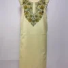 Pale Yellow 2pc Kashmiri Unstiched Suit in Ruby Cotton with Aari Embroidery Laila
