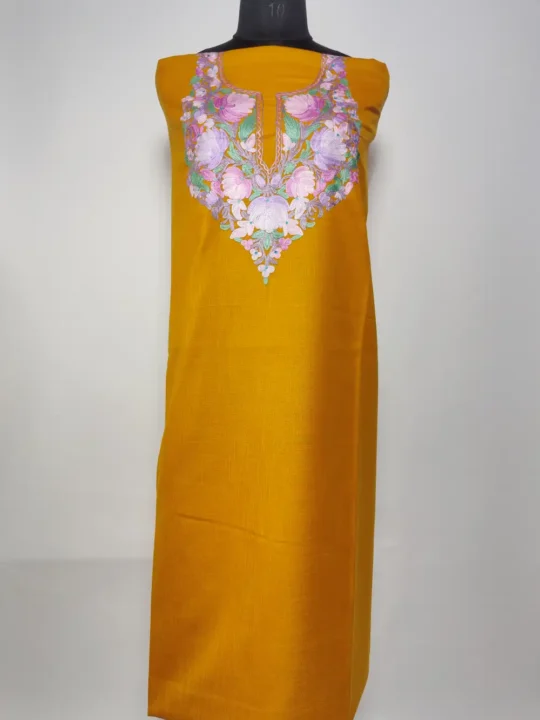 Mustard 2pc Kashmiri Work Suit Saniya with Aari Embroidery in Ruby Cotton