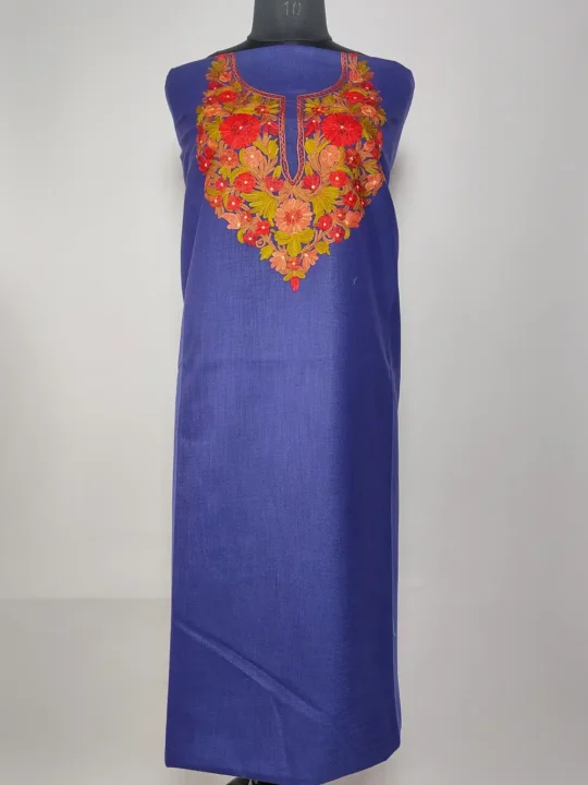 Navy Blue Dilkash 2pc Kashmiri Embroidery Suit in Ruby Cotton with Aari Work