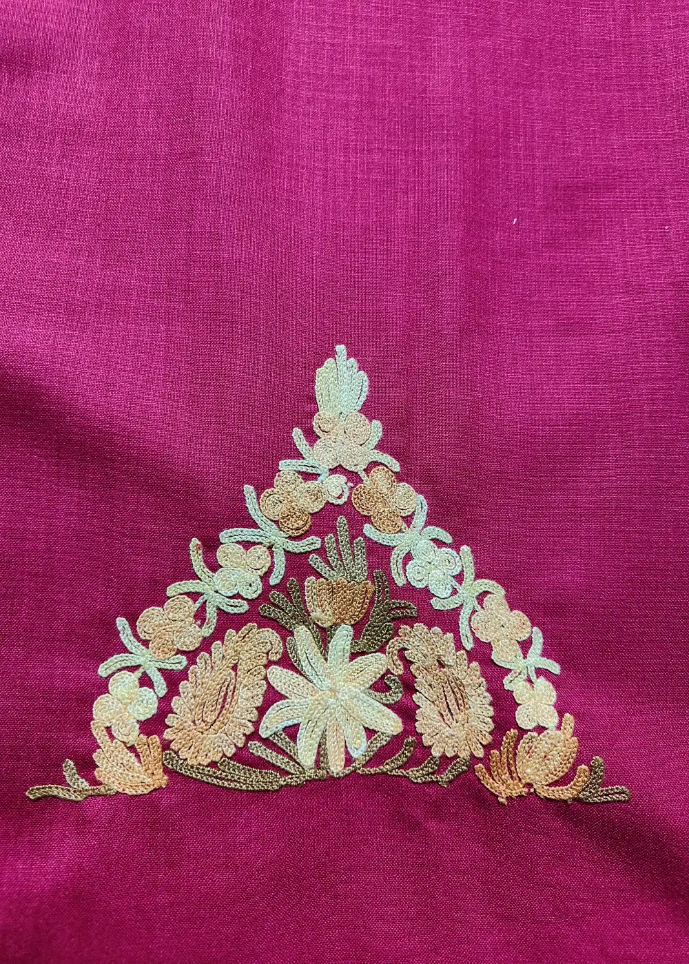 Maroon 2pc Kashmiri Suit Material Rehba with Aari Embroidery in Ruby Cotton - Image 4