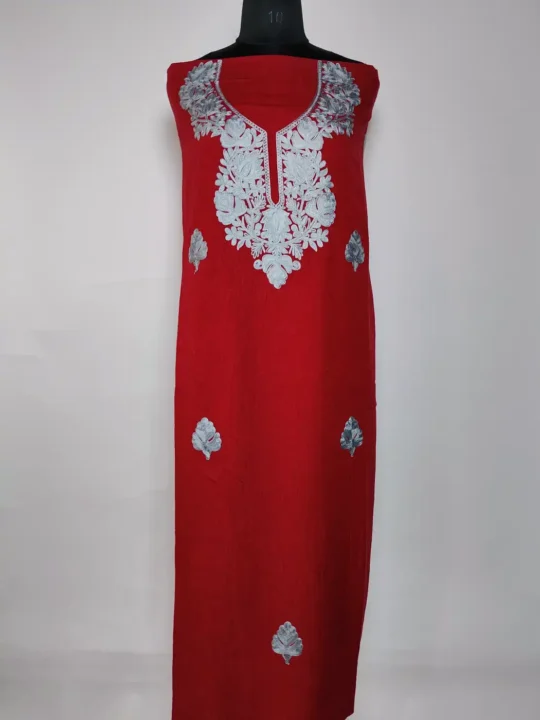 Kashmiri Maroon 2pc Suit Nazuk in Crush Cotton with Booti Aari Work