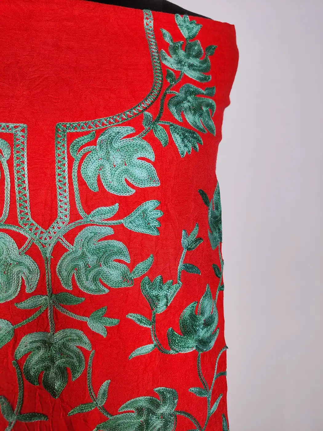 2pc Red Designer Suit Crush Cotton with Chinar Jaal | Akh Rang Aari Work Gulnar - Image 3