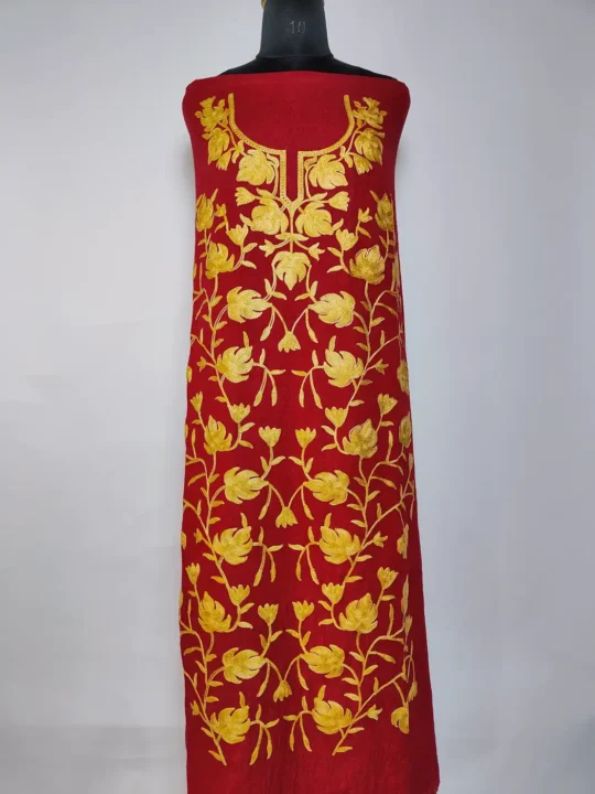 Maroon Salwar Kameez Aari Embroidery 2pc Suit Crush Cotton with Mehr Chinar Jaal | Akh Rang