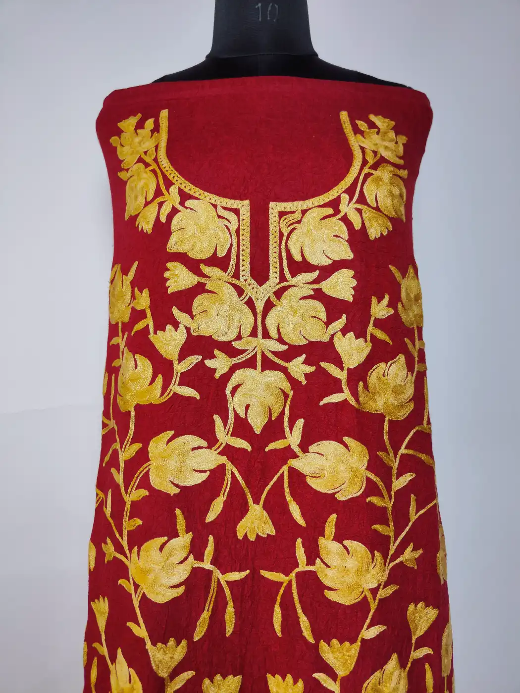 Maroon Salwar Kameez Aari Embroidery 2pc Suit Crush Cotton with Mehr Chinar Jaal | Akh Rang - Image 2