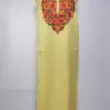 Yasmin Pastel Yellow 2pc Kashmiri Suit Set in Summer Cool Cotton with Aari Embroidery
