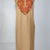 Beige 2pc Kashmiri Salwar Kameez Suit in Summer Cool Cotton with Aari Embroidery
