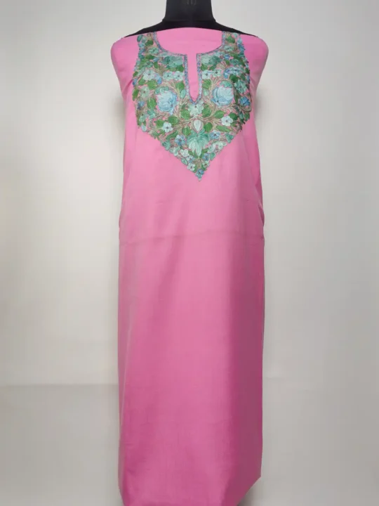 Dilkash Gulab 2pc Kashmiri Salwar Kameez Suit with Aari Embroidery in Summer Cool Cotton