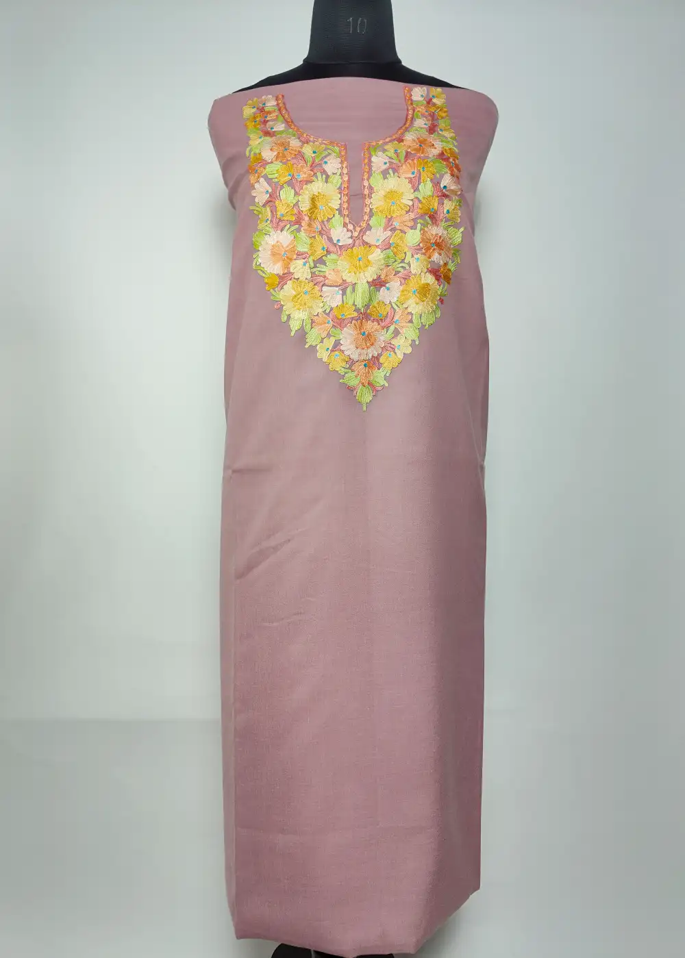 Gulbahar Lavender 2pc Kashmiri Unstiched Suit in Summer Cool Cotton with Aari Embroidery