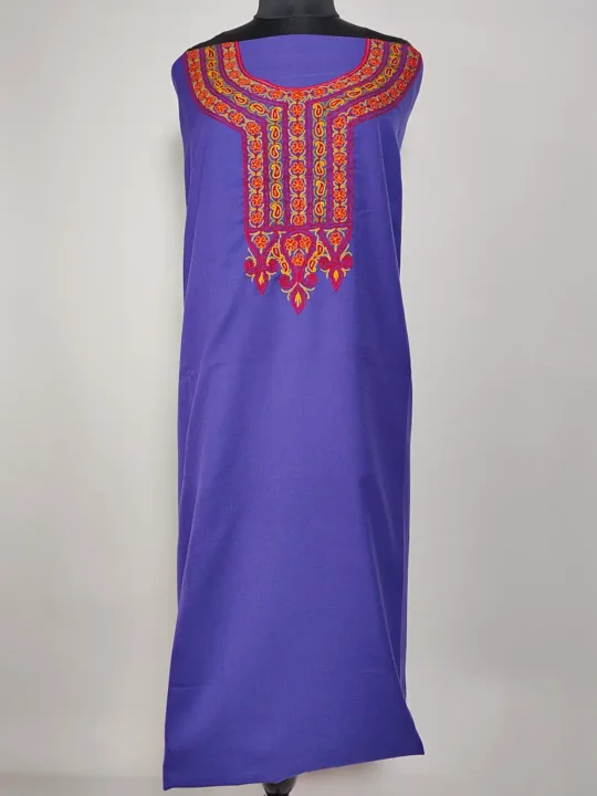 Navy Blue 2pc Unstiched Suit in Summer Cool Cotton with Hand Aari Embroidery Nazmin