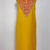 Mustard Rawza 2pc Suit Set with Hand Aari Embroidery in Summer Cool Cotton