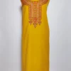 2pc Dark Yellow Nazgul Kadhai Suit in Summer Cool Cotton with Hand Aari