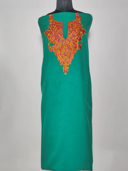 Pine Green 2pc Unstiched Suit in Summer Cool Cotton Sifat with Hand Aari Embroidery
