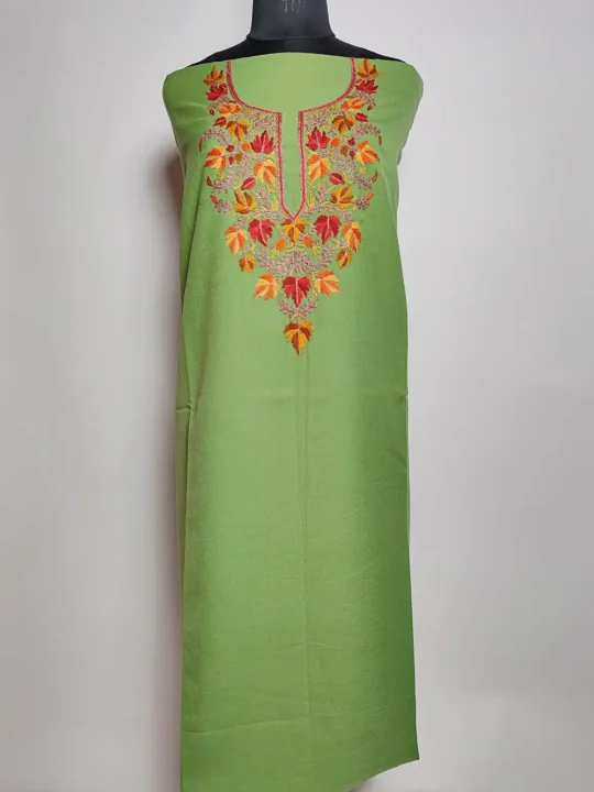 Daniya 2pc Pastel Green Suit Material with Hand Aari Embroidery in Summer Cool Cotton