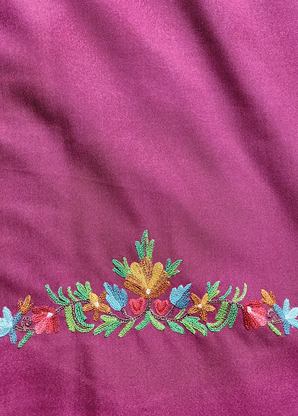 Maroon 2pc Suit Material with Hand Aari Embroidery in Summer Cool Cotton Nazreen - Image 4