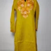 Kashmiri Raunaq Mustard Long Cotton Kurti with Aari Embroidery