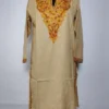 Beige Long Kashmiri Cotton Mehr Kurti with Aari Embroidery Gulzar