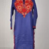 Long Haseen Kashmiri Dark Blue Cotton Kurti with Aari Embroidery