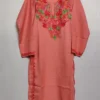 Coral Pink Kashmiri Summer Cool Cotton Kurti with Aari Work Zareen