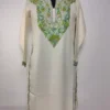 White Kashmiri Summer Cool Cotton Sadaf Kurti | Aari Embroidery Zareen
