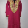 Maroon Summer Cool Cotton Kashmiri Sadaf Kurti | Aari Embroidery Rawayat
