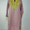 Lutf Pink Kashmiri Summer Cool Cotton Kurti | Aari Embroidery