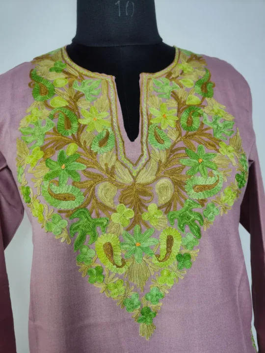 Lutf Pink Summer Cool Cotton Kurti | Aari Embroidery