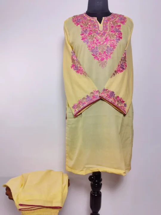 Rukayat Kashmiri LongSummer Cool Kurti Set with Aari Embroidery