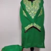Dark Green Kashmiri Short Summer Cool Co-ord Set with Aari Embroidery Lamees