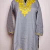 Grey Short Cotton Fiza Kurti with Aari Embroidery