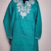 Oceanic Green Short Cotton Kurti with Aari Embroidery Kashish