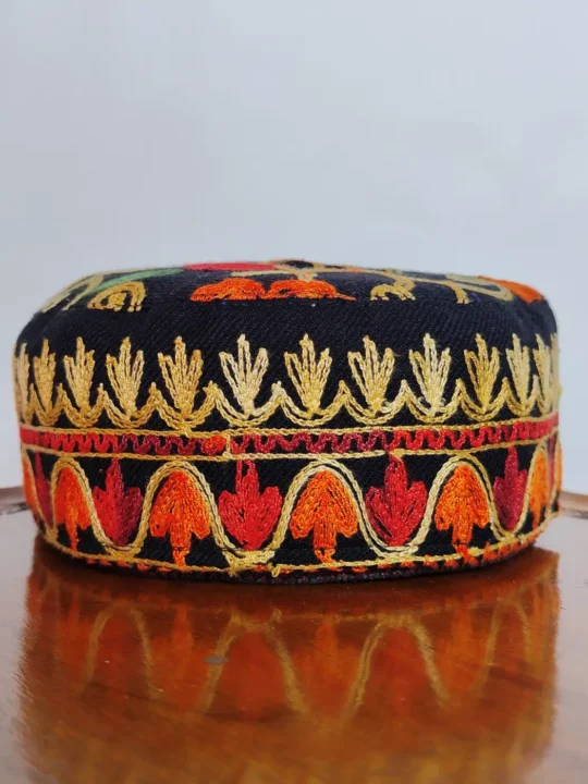 Rukhsar Black Wool Aari Embroidery Cap
