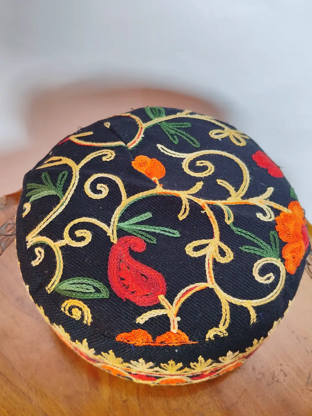 Rukhsar Black Aari Embroidery Cap - Image 2