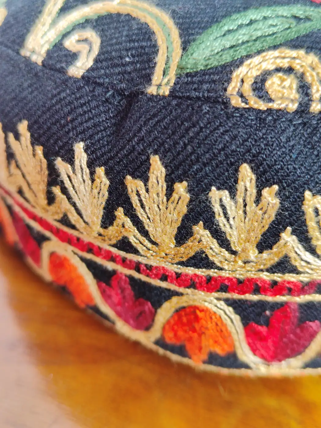 Rukhsar Black Aari Embroidery Cap - Image 3
