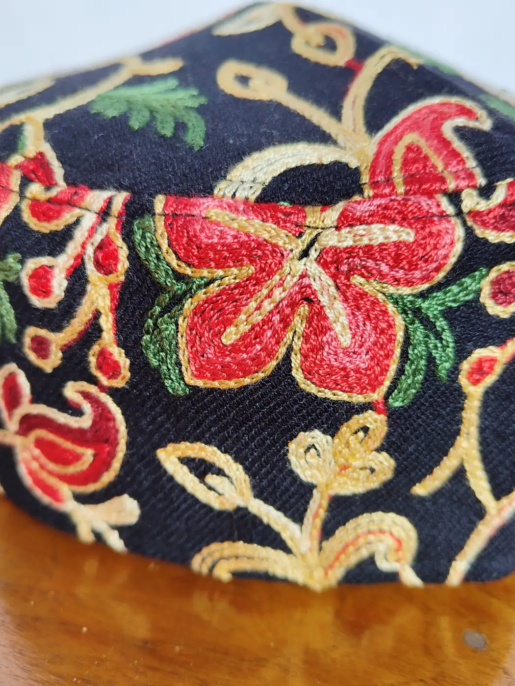 Aari Embroidery Sarfaraz Black Wool Cap - Image 3