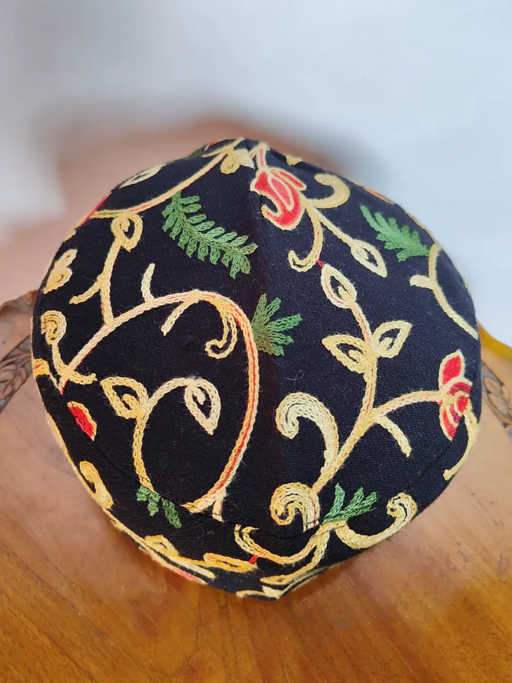 Sahab Aari Embroidery Black Kashmiri Cap - Image 2
