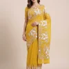 mustard kashmiri saree with aari embroidery